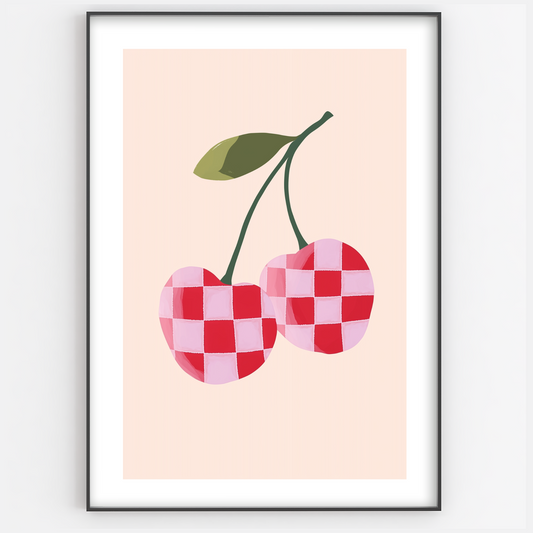 Chequered Cherries Print - Gina Ellen Wall Art