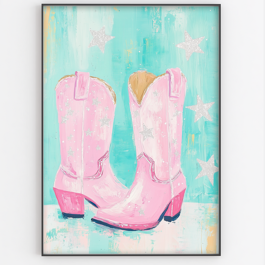 Pink Star Cowboy Boots - Gina Ellen Wall Art