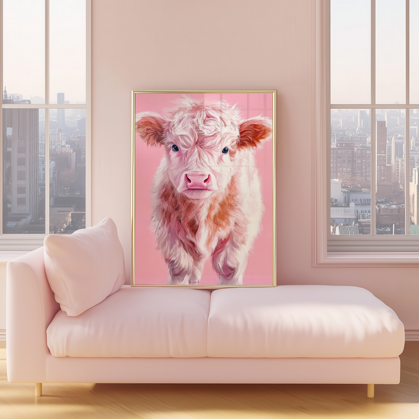 Baby Pink Highland Cow Print - Gina Ellen Wall Art