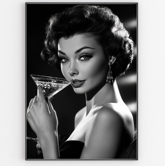 Pin Up Girl Cocktail Print - Gina Ellen Wall Art