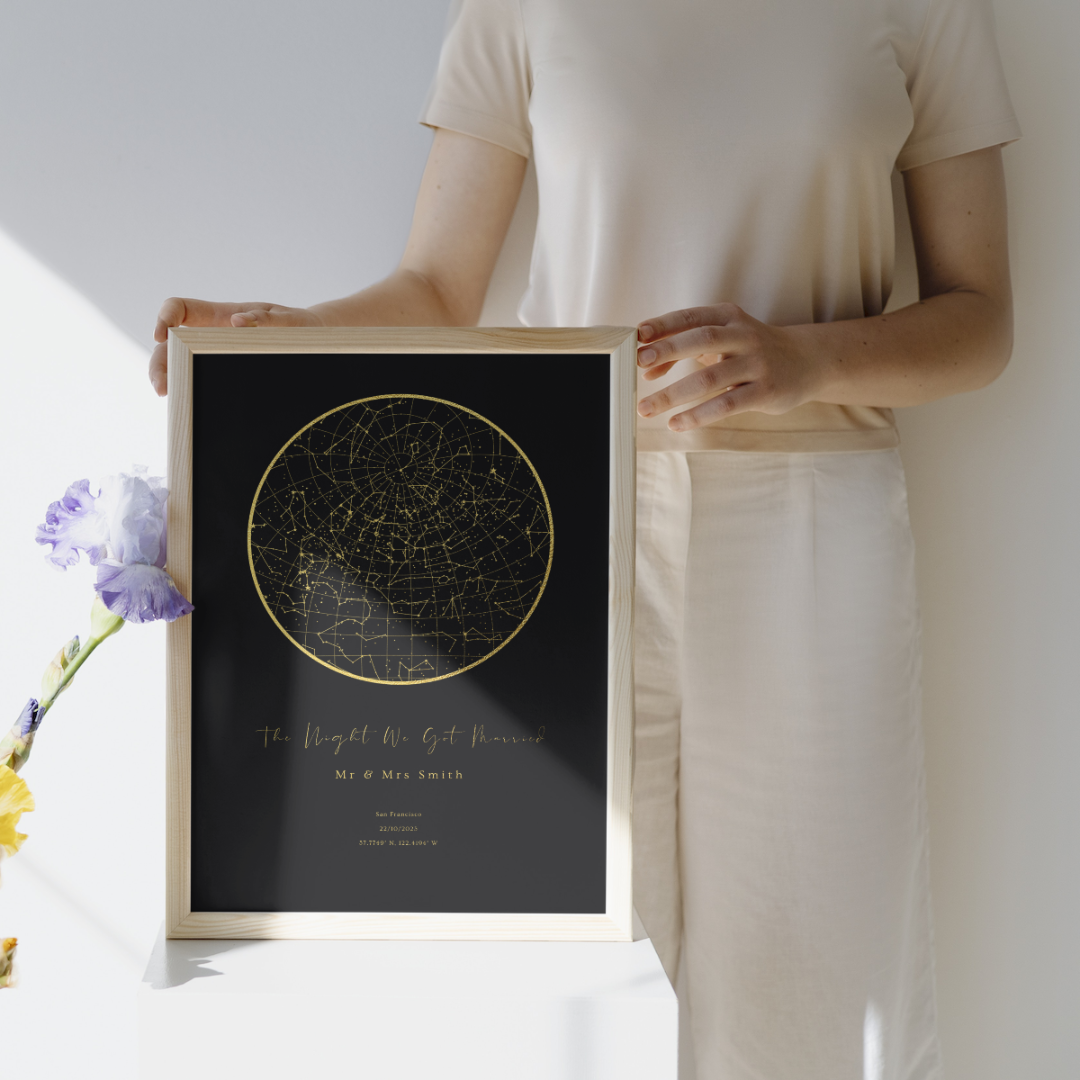 Personalised Gold Star Map Print - Gina Ellen Wall Art