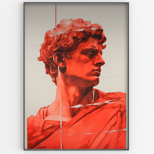 Red Greek Statue Portrait Print - Gina Ellen Wall Art