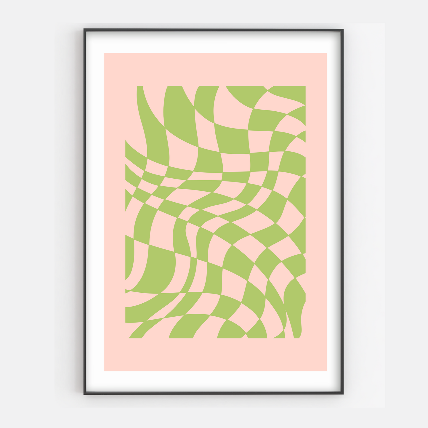 Y2K Aesthetic Checkered Green & Pink Art Print - Gina Ellen Wall Art
