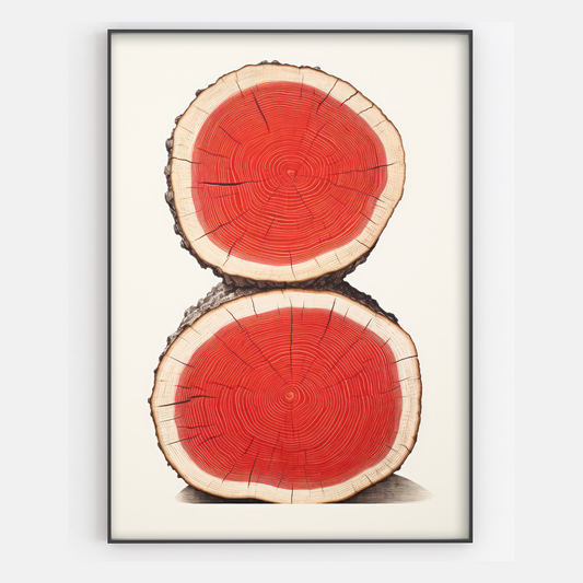 Red Tree Stumps Print - Gina Ellen Wall Art