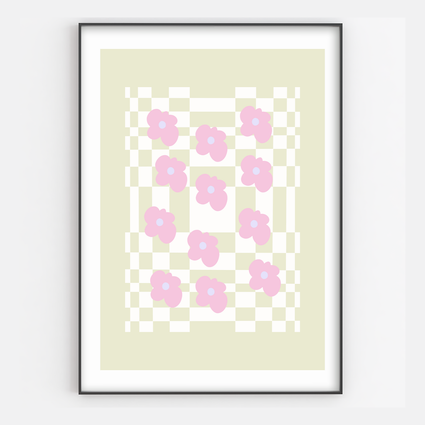Y2K Aesthetic Checkered Floral Art Print - Gina Ellen Wall Art