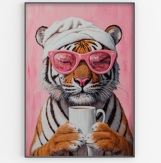 Bathrobe Tiger In Pink Shades Print - Gina Ellen Wall Art