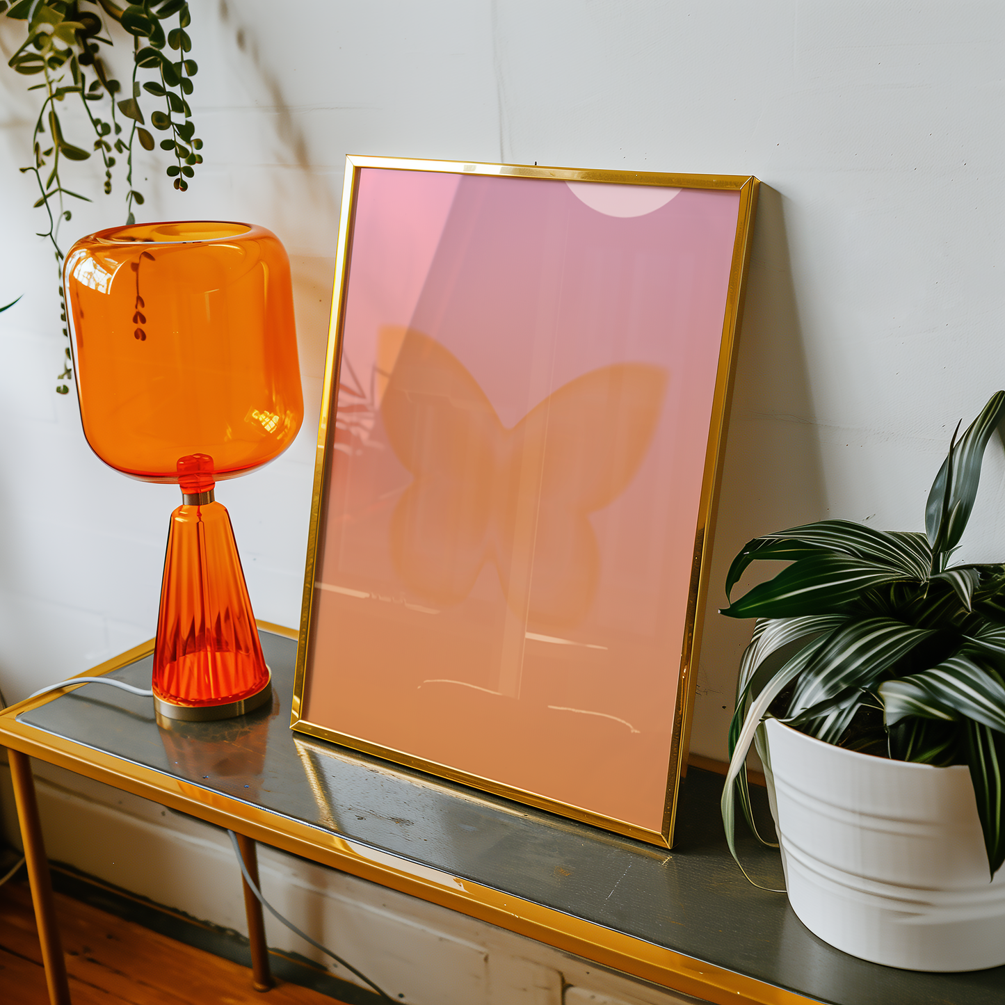 Pink and Orange Gradient Butterfly Print - Gina Ellen Wall Art