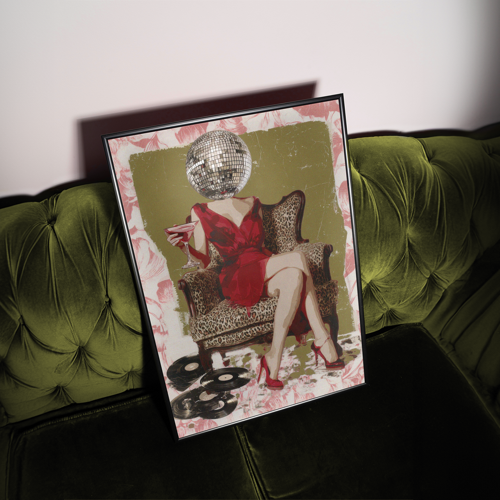 Disco Ball Head Cocktail Girl Print - Gina Ellen Wall Art