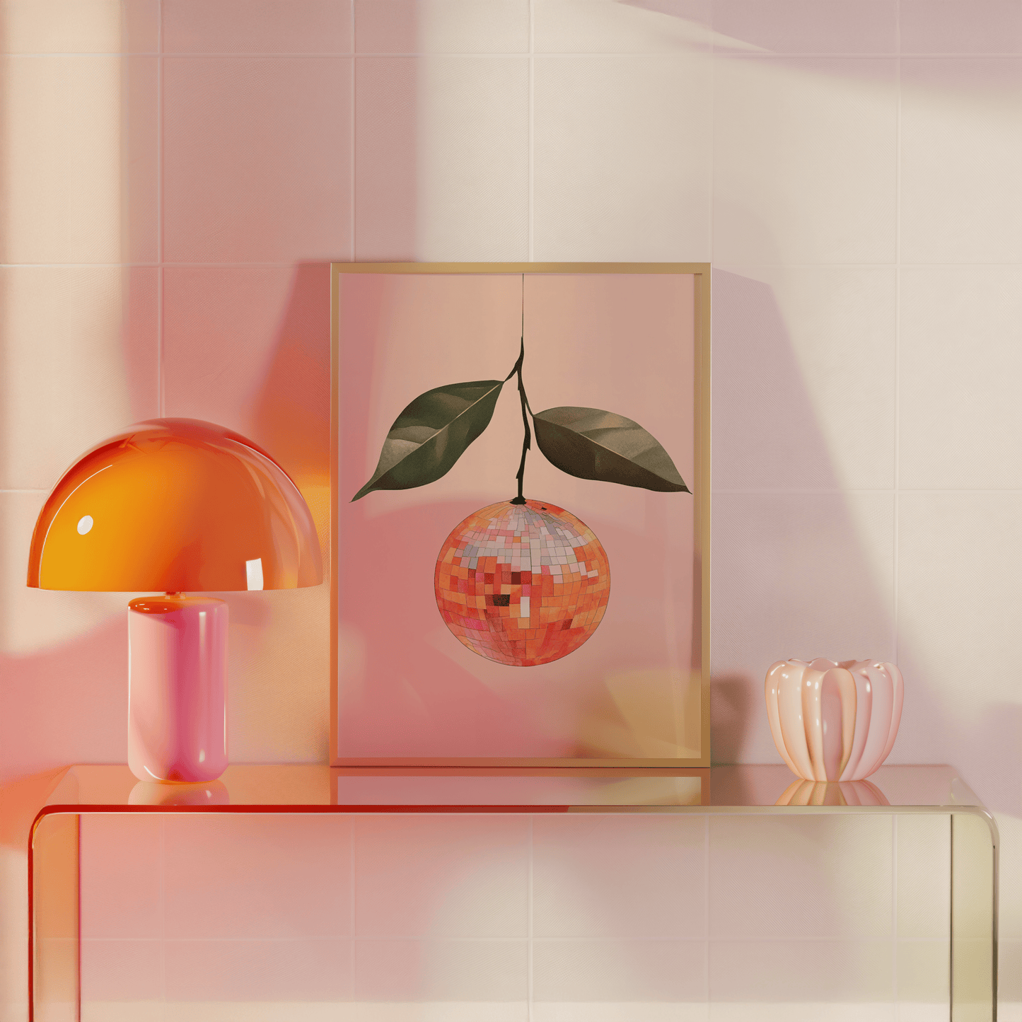 Disco Ball Orange Print - Gina Ellen Wall Art