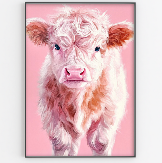 Baby Pink Highland Cow Print - Gina Ellen Wall Art