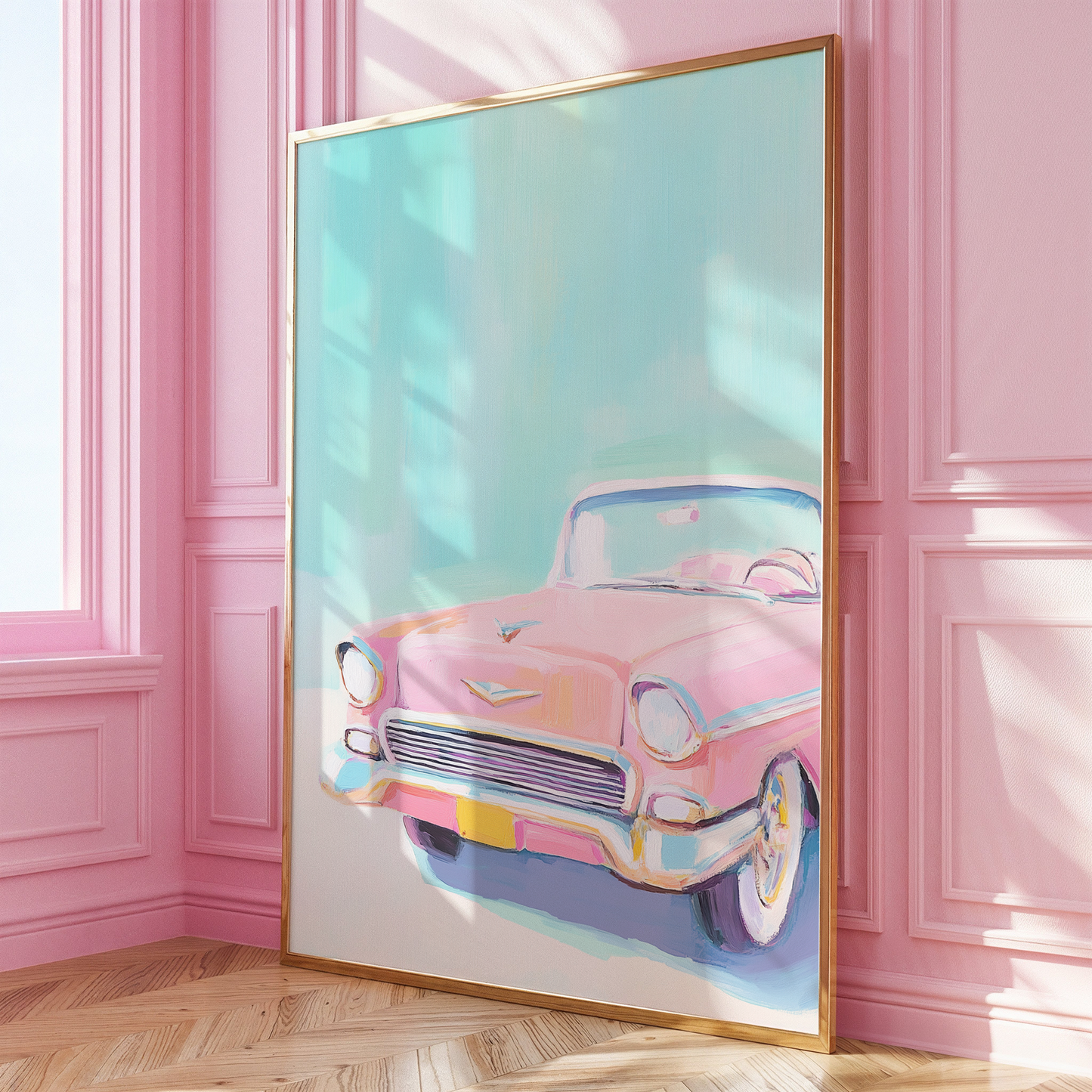 Pink Vintage Car Print - Gina Ellen Wall Art