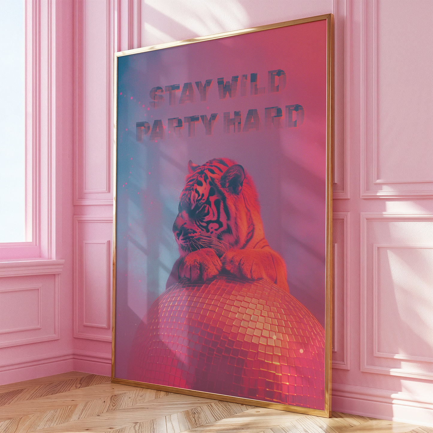 Stay Wild Party Hard Tiger Disco Print - Gina Ellen Wall Art