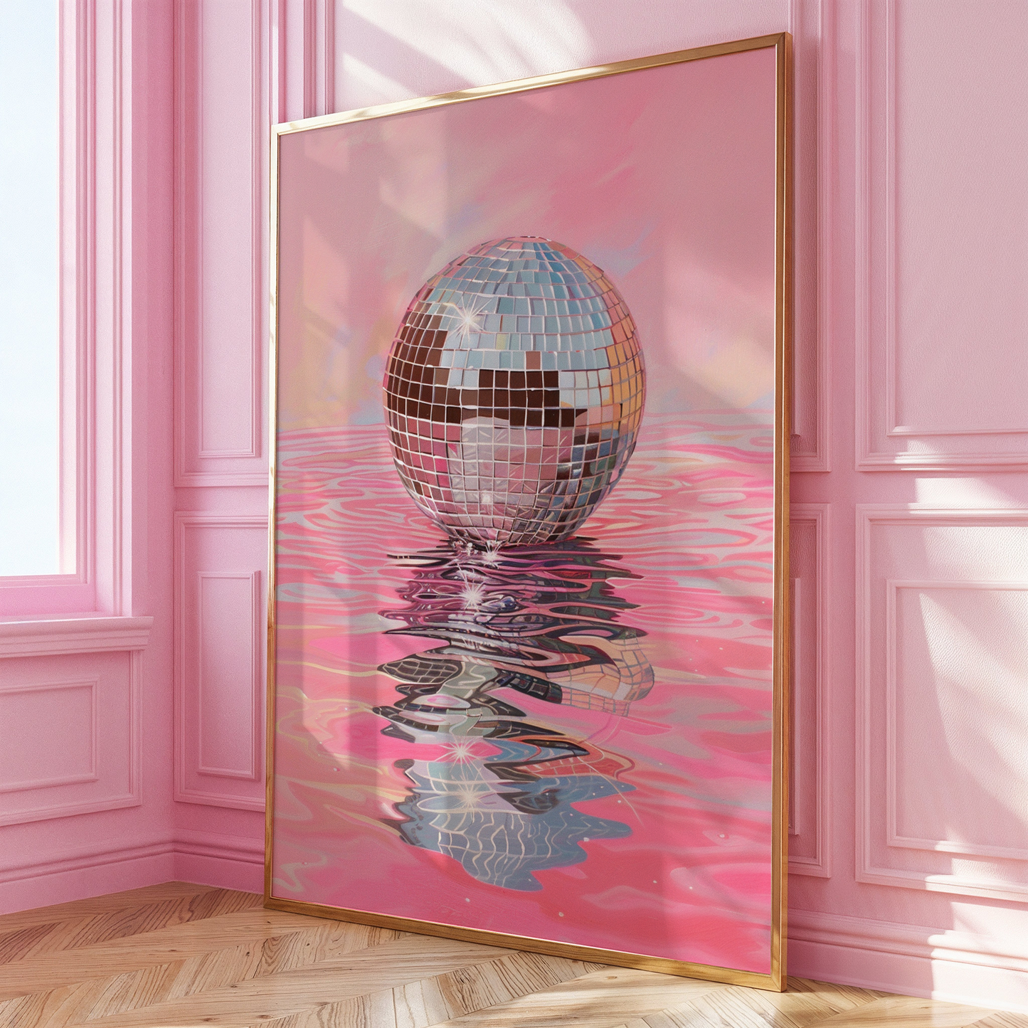 Disco Ball On Water Pink Print - Gina Ellen Wall Art