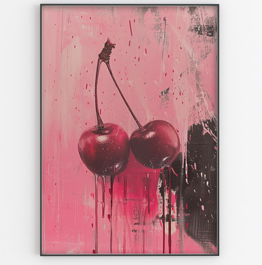 Painted Cherries Drip Print