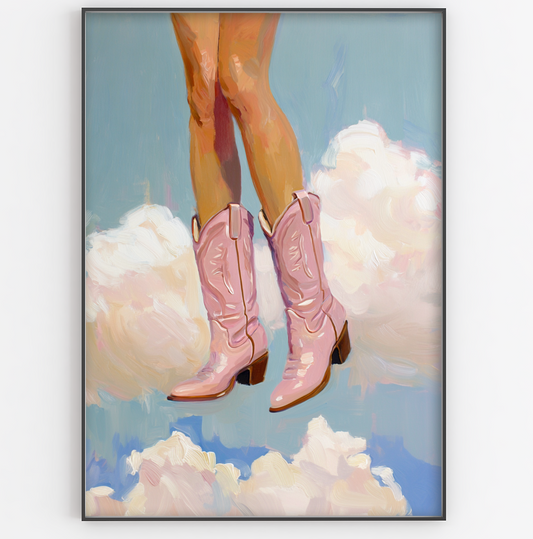 Floating In The Sky Cowboy Boots Print