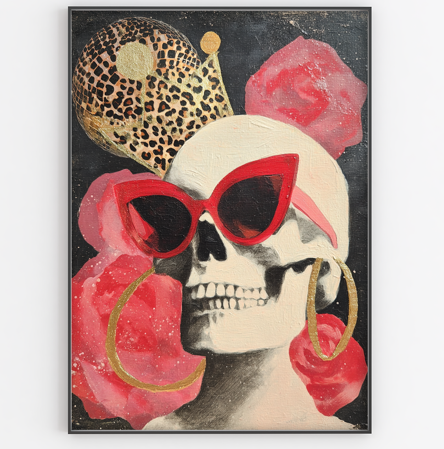 Sassy Skull Red & Leopard Crown Print - Gina Ellen Wall Art
