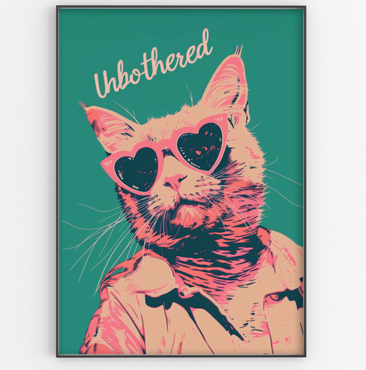 Unbothered Cat Quote Green Print